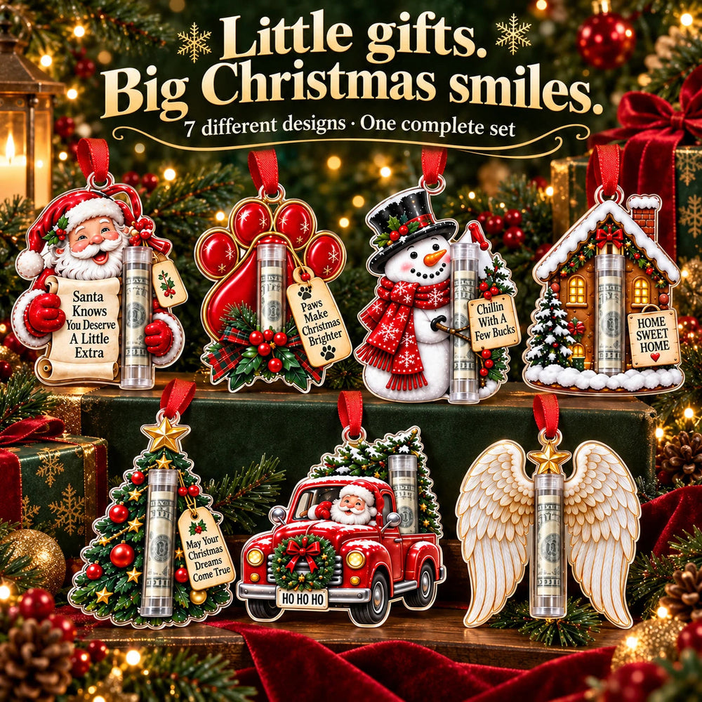 Christmas Cash Gift Ornaments — 7-Piece Set