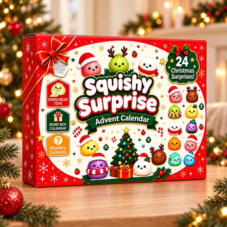 Squishy advent calendar in a Christmas setting