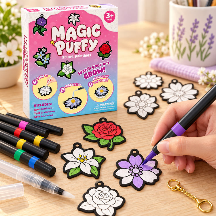 Coloring a Magic Puffy flower craft
